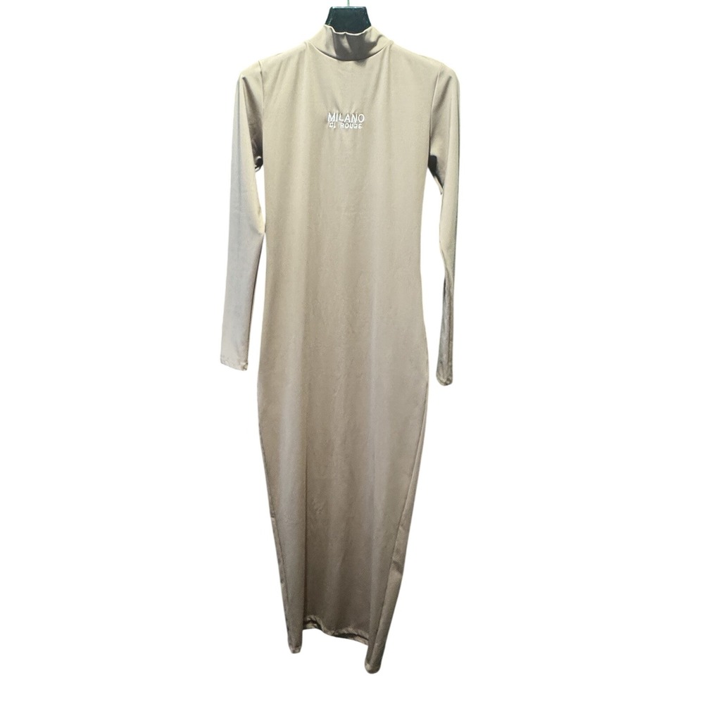 Size XL - Milano Di Rouge long-sleeve maxi dress Nude